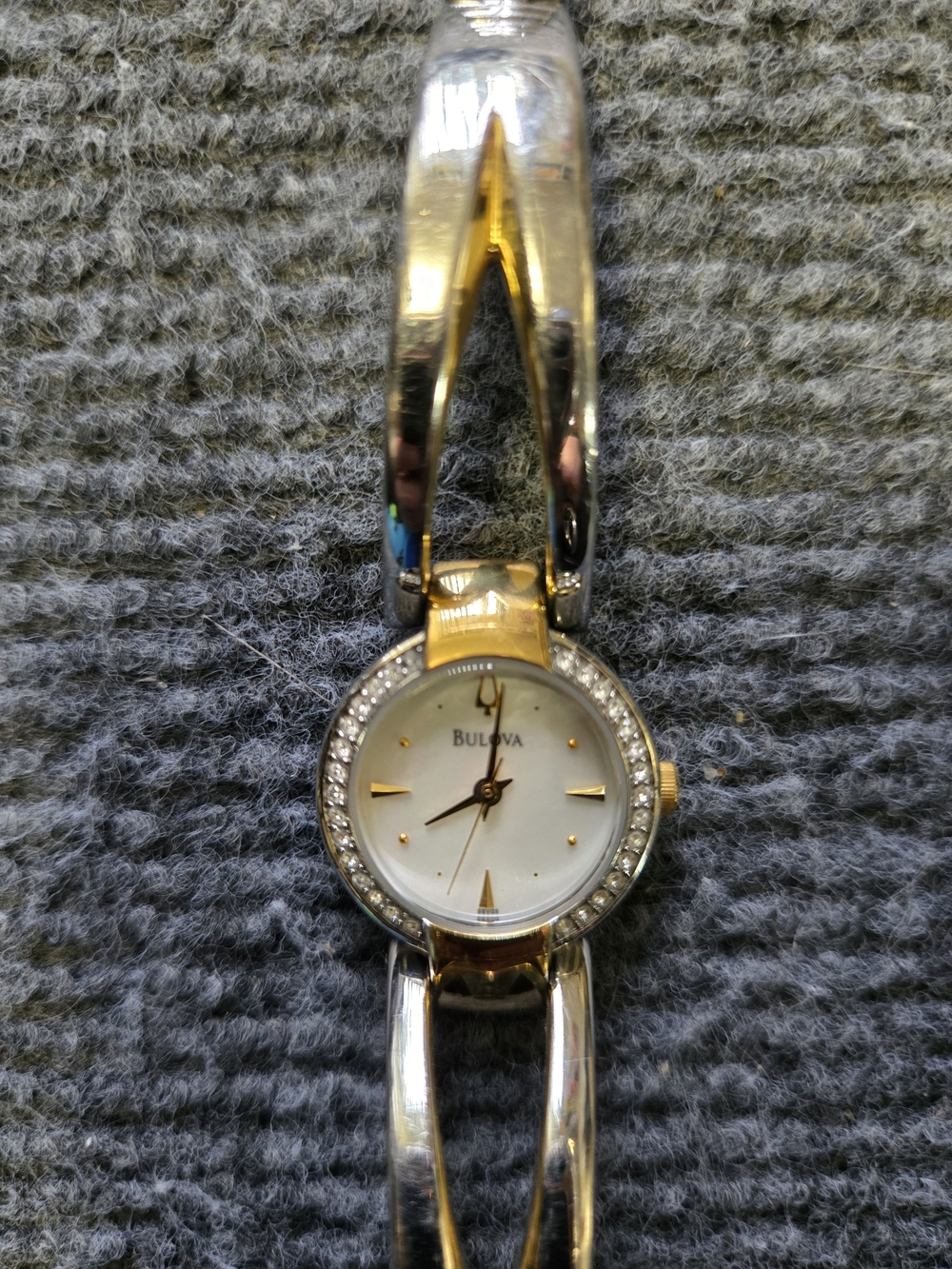 Bulova Women's Two-Tone Crystal Accent Bangle Watch - Gold & Silver